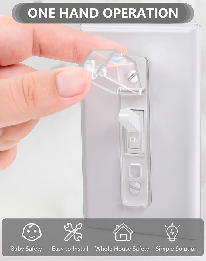 8 Pack Light Switch Cover Guard,Wall Light Switch Lock With Glow In The Dark Effect, Child Proof Wall Switch Cover Keeps Lights or Switches from Being Accidentally Turned ON or OFF （Clear)