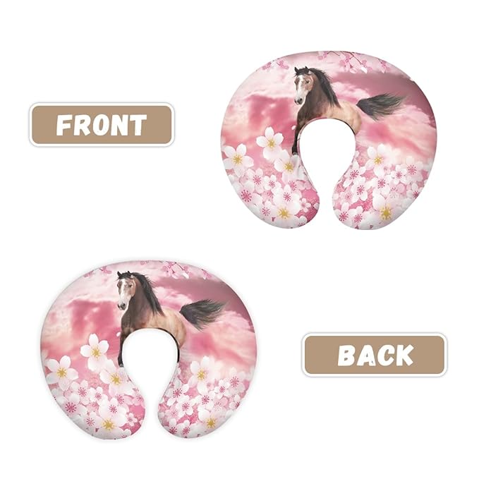 Forchrinse Horse Cherry Blossom Nursing Pillow Cover for Baby Girls Floral Decor Breastfeeding Pillow Slipcover Fit for Most Nursing Pillows