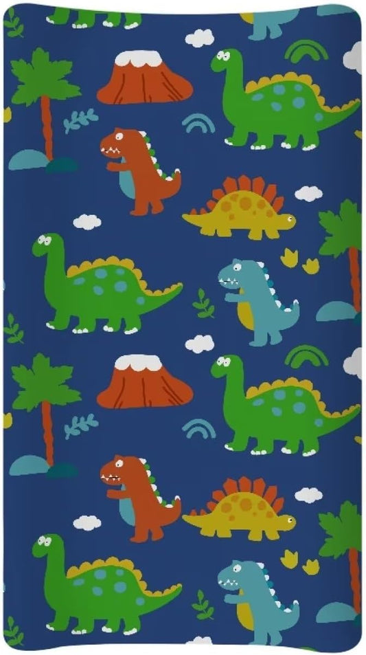 Changing Pad Covers for Boys Girls, Cute Dinoaurs Diaper Changing Table Pad Cover Soft Breathable Changing Mat Cover for 32''x16" Cute Birthday Gifts for Baby