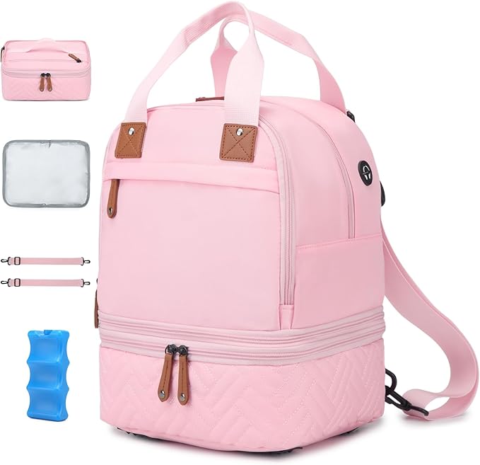 Breast Pump Bag for Spectra S1/S2 - Spectra Pump Bag with Ice Pack & Waterproof Mat, Portable Breast Milk Cooler Case for Work, Travel and Family Use, Pink