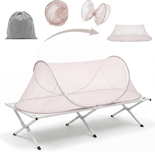 Large Pop up Mosquito Net for Camping Portable Foldable Mosquito Tent Bug Net Bed Travel Patio Outdoor 78 x 31 x 22 Inch Bug Netting Mesh Tent Canopy for Adults Bedroom, Brown