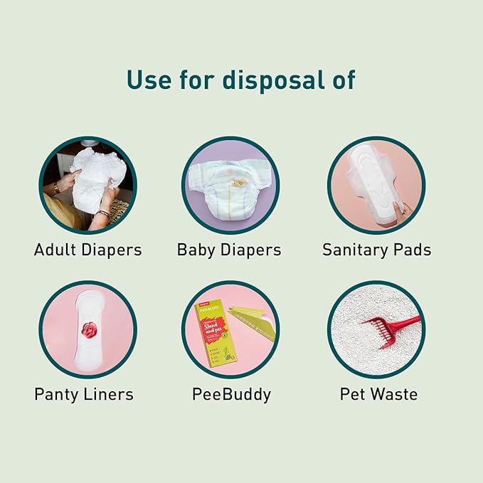 Sirona Disposable Bags for Adult Diapers | Discreet, Locks In Odors, Leak-Proof Adhesive, Environmentally Friendly & Biodegradable | Travel-Friendly Disposal Bags Pack of 30