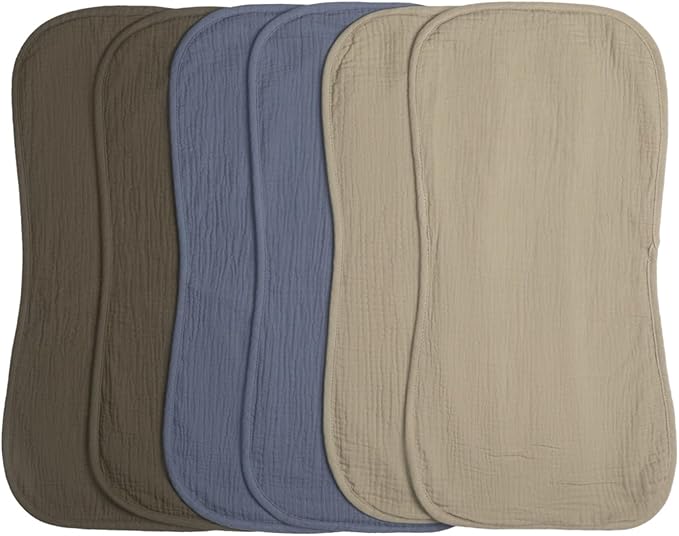 Muslin Burp Cloths 20" x 10",100% Cotton Pack of 6r, Extra Soft and Absorbent,Suitable for both boys and girls