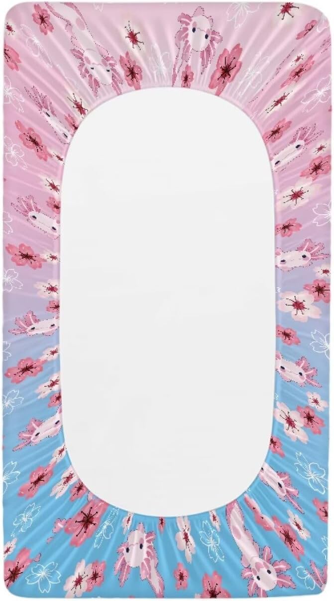 Axolotl Cherry Blossom Changing Pad Cover Waterproof Diaper Changing Cover Durable Breathable Soft Universal Tray Table Mat Infant/Toddler