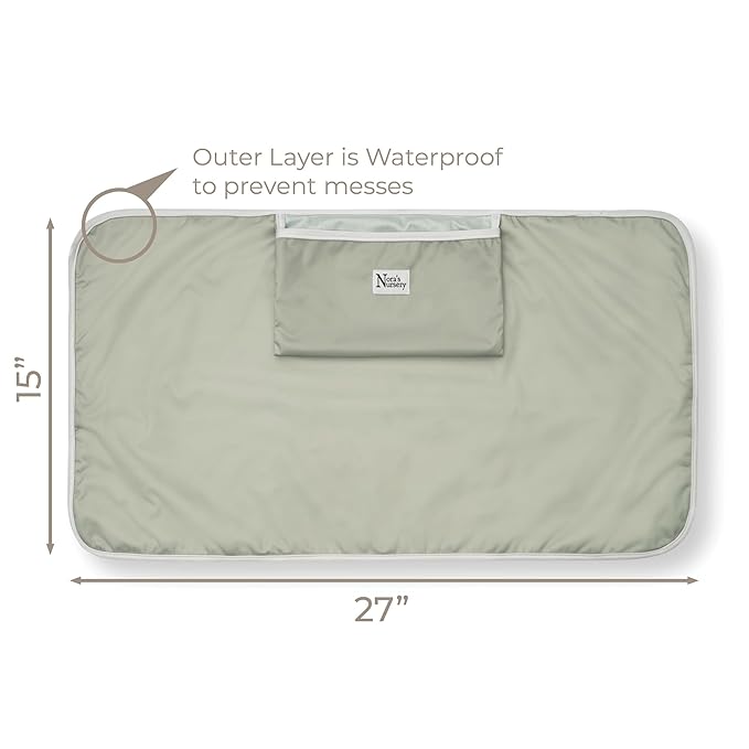 Nora’s Nursery Portable Baby Diaper Changing Pad - Waterproof Foldable Changing Mat for On-The-Go Diaper Changes - Travel Friendly, Easy Clean, Soft & Durable for Infants and Toddlers - Stone