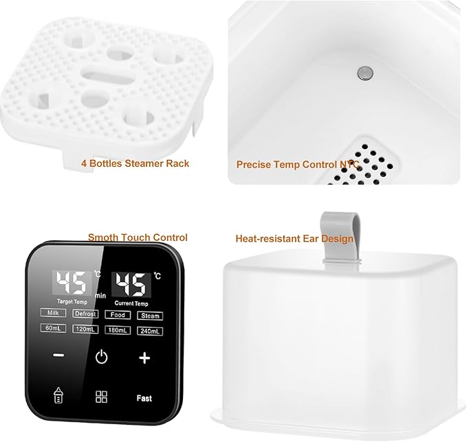 Baby Bottle Warmer for Twins: 6-in-1 Fast Breastmilk & Baby Food Heater, 48H Constant Temperature, Water Bath Heating, Universal Fit All Bottles & Jars, Super Large Capacity