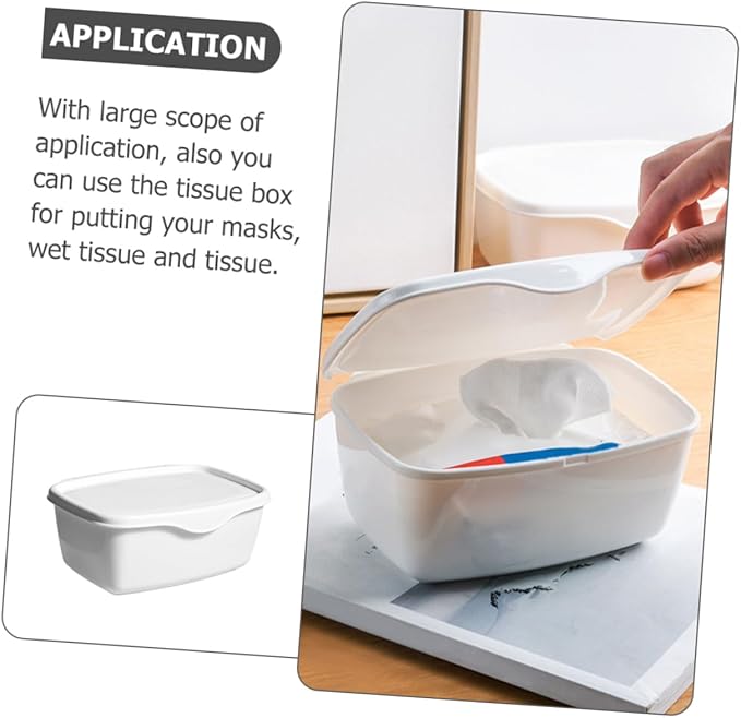 Babywipe Box Storage Box Desk Dispenser Container with Lid Wet Tissues Case Wipes Fresh Container Plastic White Case