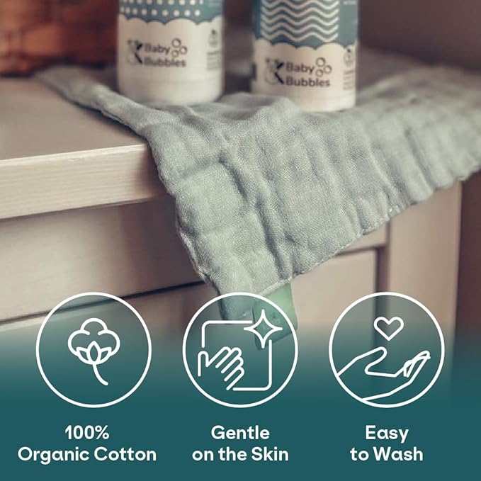Koala Babycare 6 Pack 12"x12" Muslin Burp Cloths for Baby Boys and Girls - GOTS & Oeko-TEX Cotton Burp Rags for Newborns - Absorbent Neutral Burping Cloths for Feeding - Washable Baby Bibs Essentials