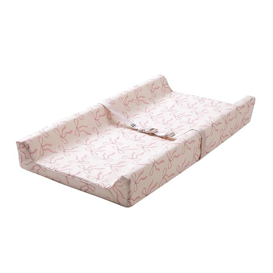 Tiny Twinkle Diaper Changing Pad for Dresser & Nursery Table – Waterproof, Wipeable & Mess-Proof Baby Changing Pad with Safety Strap, Non-Slip Base & Removable Washable Cover(Bows)