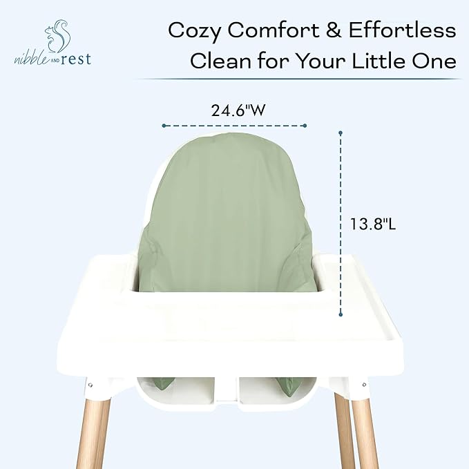Nibble And Rest Highchair Cushion Cover for Inflatable Cushion, Compatible for IKEA Antilop Highchair, High Chair Accessories, Stain-Proof,Washable & Wipeable Cushion Cover (Cushion NOT Included(Sage)