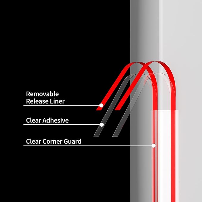 30x30mm Self Adhesive Corner Guard, 8pcs 57.1" Wall Corner Protector Strip, Flexible PVC Edge Trim, Peel and Stick Corner Protection for Furniture, Wall Edges & Table Corners