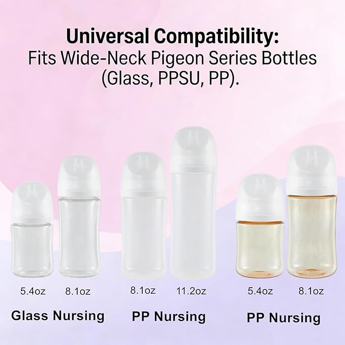 Silicone Replacement Nipple Compatible with Pigeon Baby Bottle,Fit for Pigeon Baby Bottle Nipples,Size M 3m+ 6 Count(Medium Flow).