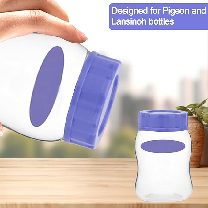 3pcs Baby Bottle Caps Compatible with Pigeon & Lansinoh Bottles, Travel and Storage Bottle Lids Covers Replacement (Purple)