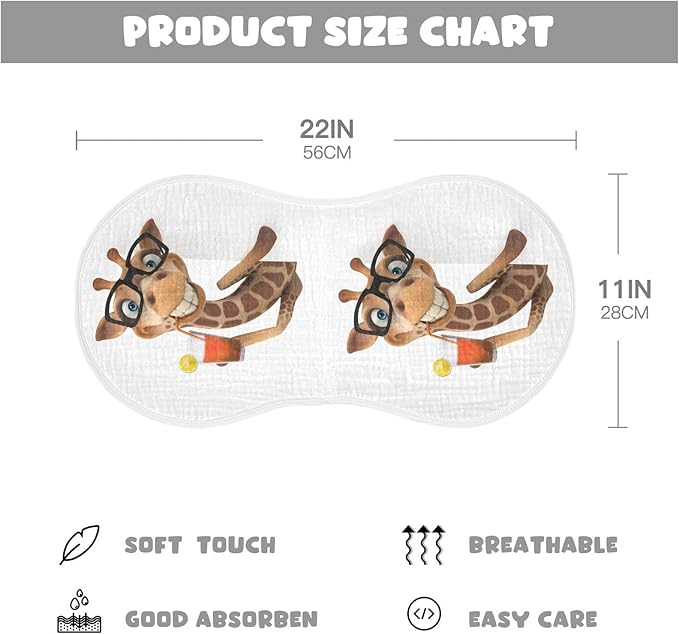 Fun Giraffe Hold Lemonade Cup Muslin Burp Cloths for Baby 4 Pack Soft 100% Cotton Baby Washcloths Bibs for Boy Girl