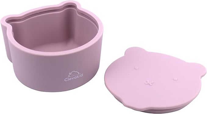 Silicone Snack & Fruits Container – Leakproof Durable and BPA-Free | for Daycare, Preschool, School, and Family Outings – Bear design 130 ML/4.4 OZ (Brownish Pink)
