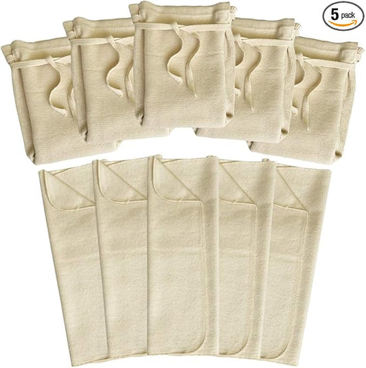 Washable Organic Diapers – Cotton Fitted Cloth Diaper with Diaper Booster Pads for Baby and Toddler (5-pack)