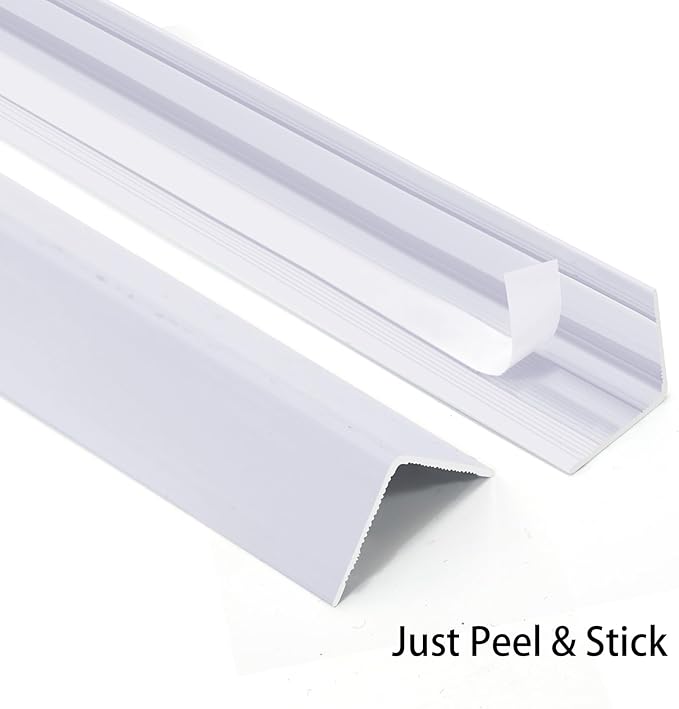 Trimold Matte White Aluminum Peel and Stick L Molding Corner Guards with 90° Angle for Wall Door Frame Cabinet Baseboard Protection and Decoration, 35.4in x 0.8in (3Pcs)