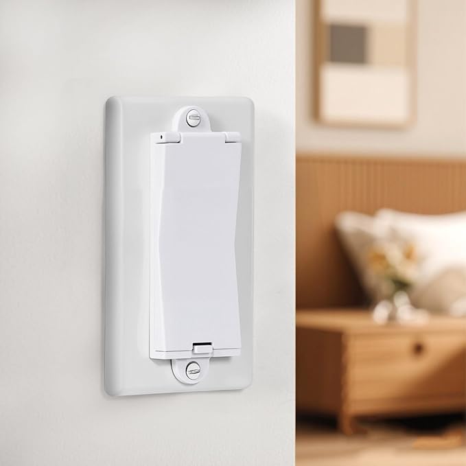 1 Light Switch Guard Cover, Baby Proof Wall Switch Cover Guard for Rocker Light Switch Protects Your Lights or Circuits from Being Accidentally Turned On or Off (White)