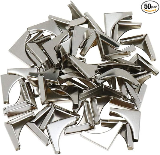 Semetall Metal Book Corner 50 Pcs 0.86"x0.86" Home Triangular Shaped Album Book Notebook Corner Protector,Menu Folder Corner Protectors Small Corner Protection Accessories for Books (Silver)