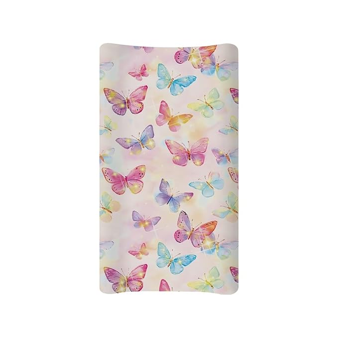 Butterfly Changing Pad Cover 32 x 16 inch Diaper Change Table Sheet for Baby Newborn Boys Soft, Comfy & Breathable Changing Mat Protector