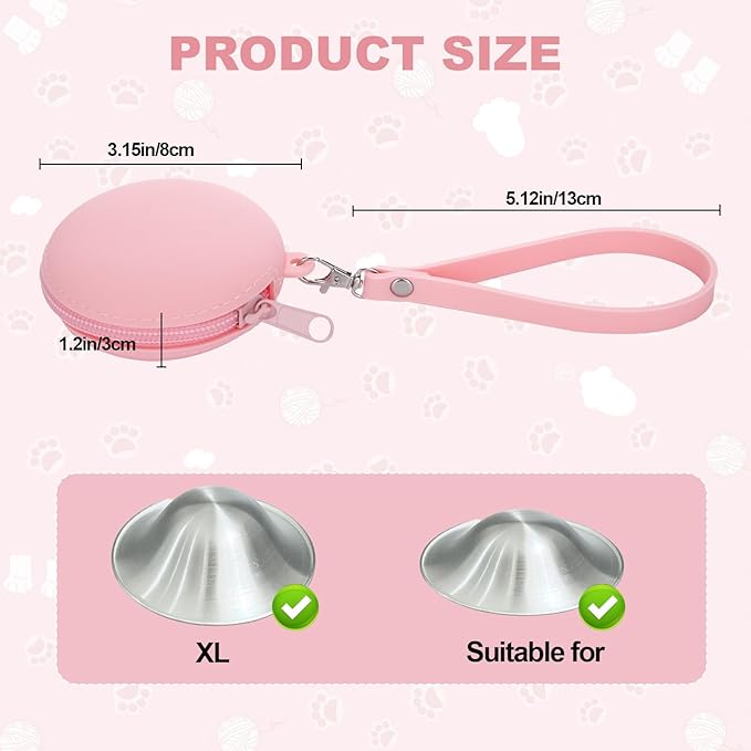 Silicone Case for Silver Nursing Cups, Pink Reusable Silver Nipple Shield Holder for 16-28mm Silver Nipple Covers Breastfeeding, Portable Storage Box for Breast Feeding Nipple Shield Carry