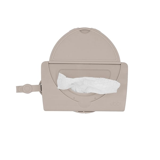 Ubbi On-The-Go Baby Wipes Dispenser and Changing Mat, Portable Diapering Accessories for Traveling with Newborns, Taupe