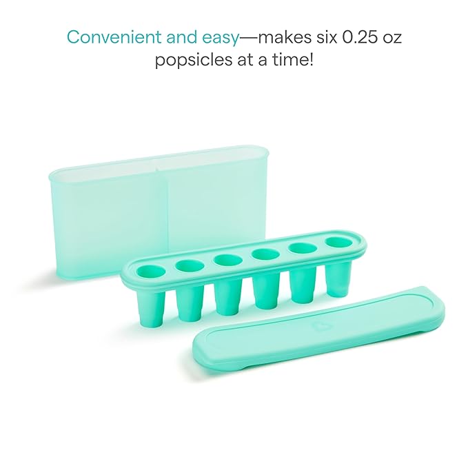 Munchkin® Silicone Baby Food Freezer Tray with Lid - Baby Popsicle Molds for Breastmilk, Fruit, and Veggie Purees, Mint