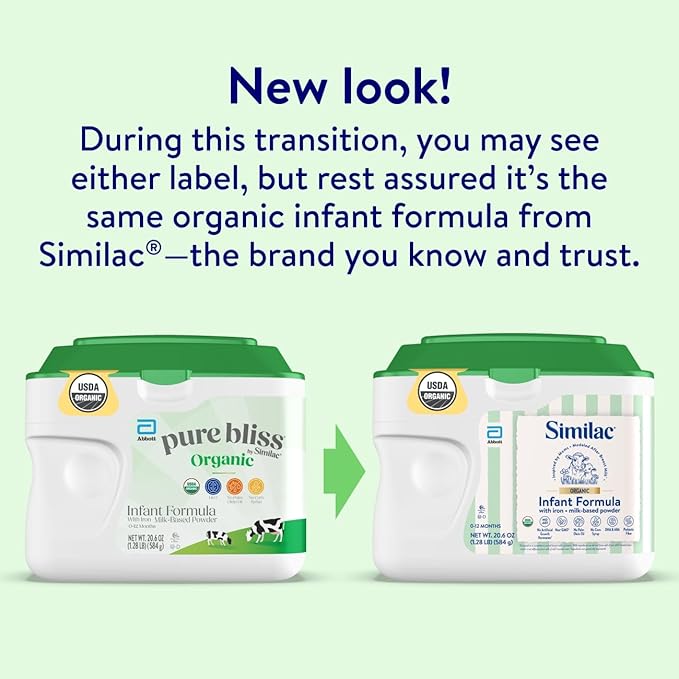 Similac Organic Infant Formula, Easy to Digest, USDA-Certified Organic, Powder, 20.6-oz Tub