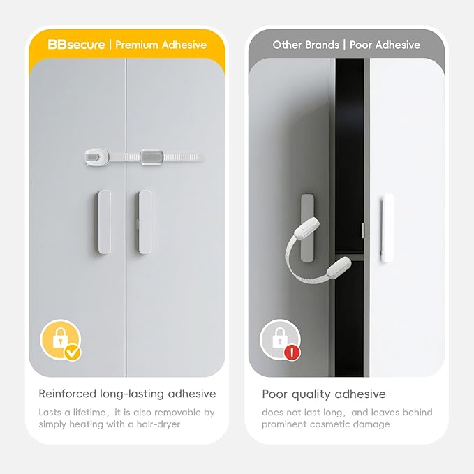 8 Packs Cabinet Locks Baby Proofing, Child Proof Cabinet Locks with 3M Adhesive, No-Drill Child Safety Cabinet Lock, Flexible for Drawer, Door, Fridge, Trashcan, Toilet Seat, Pantry