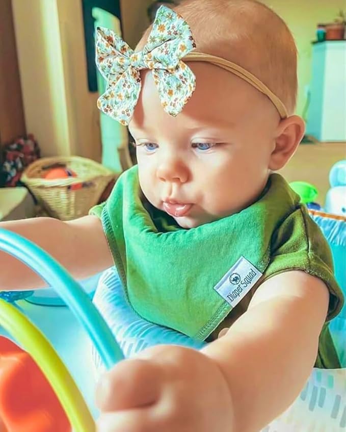 DiaperSquad's 100% Organic Cotton Baby Drool Bibs, Super Absorbent & Adjustable Baby Bibs for Drooling and Teething
