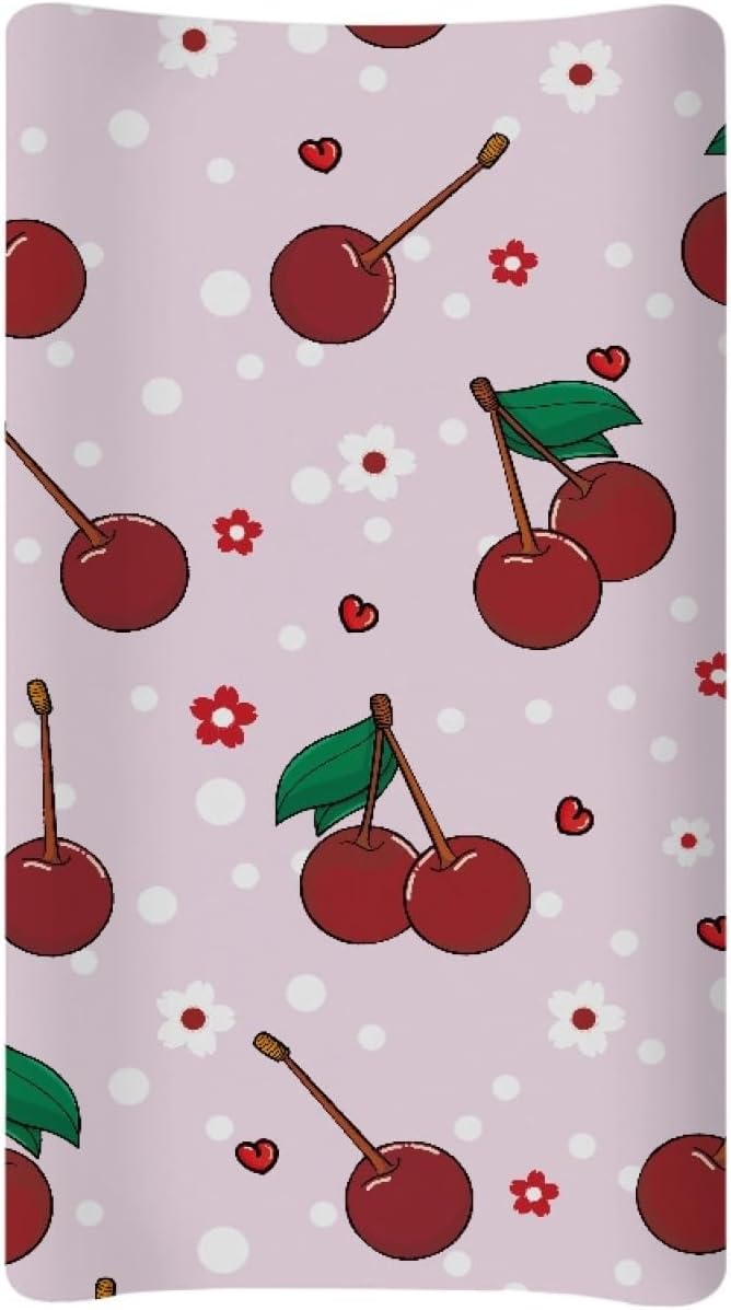 Changing Pad Cover, Cherry with Floral Print Soft Breathable Diaper Changing Table Cover for Baby Boys Girls, Changing Pad Sheets