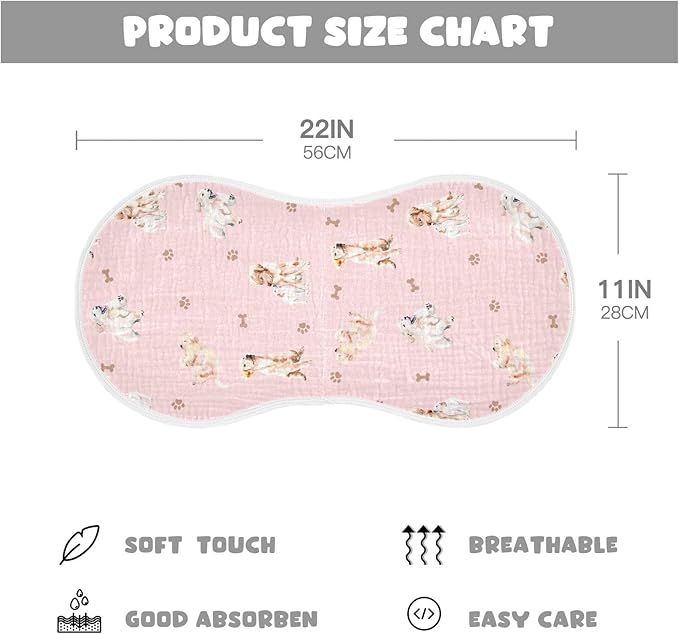 vvfelixl Baby Burp Cloths Golden Retriever Baby Newborn Cotton Burping Cloths Set Baby Washcloths 4 Pack Pink