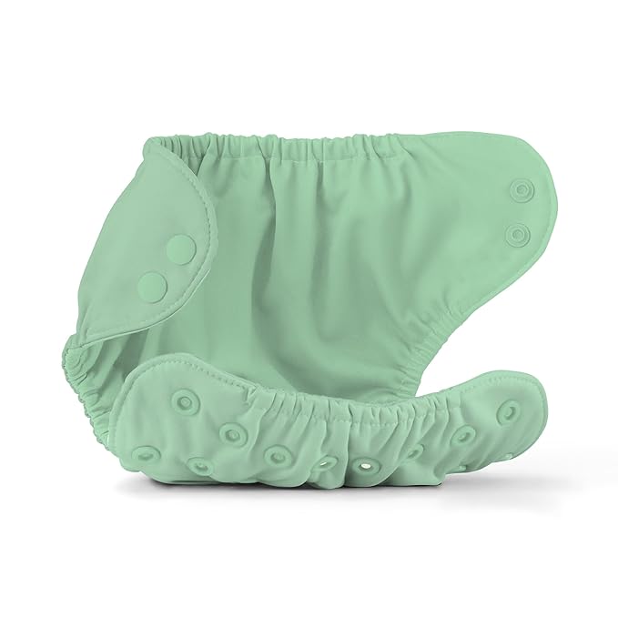 Esembly Cloth Diaper Cover - Reusable Swim Diaper, Waterproof, Breathable - Adjustable Outer Layer Over Absorbent Inner for Blowout Protection - Willow, Size 1 (7-17lbs)