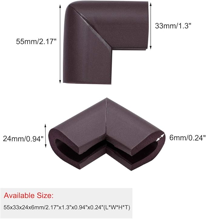uxcell 4pcs Foam Furniture Desks Table Cover Pads Protectors Corner Cushions Bumper Guards Dark Brown