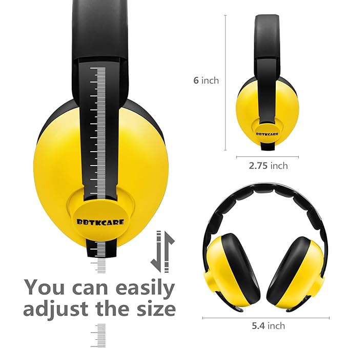 BBTKCARE Baby Ear Protection - Noise Reduction Earmuffs 3-36 Months - Comfortable Baby Headphones Against Hearing Damage & Improves Sleep - Yellow