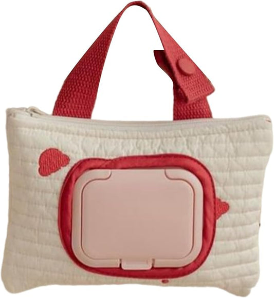 Embroidered Bear Stroller Wet Wipe Pouches Portable Baby Wipe Holder Embroidery Baby Wipes Storage Bag for Travel