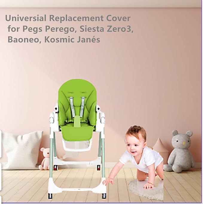 Baby High Chair Cover Replacement | PU Leather Dining Chair Cover with Soft Cushion Seat, Easy to Install High Chair Covers for Baby and Toddler, High Chair Cover Replacement (Green)