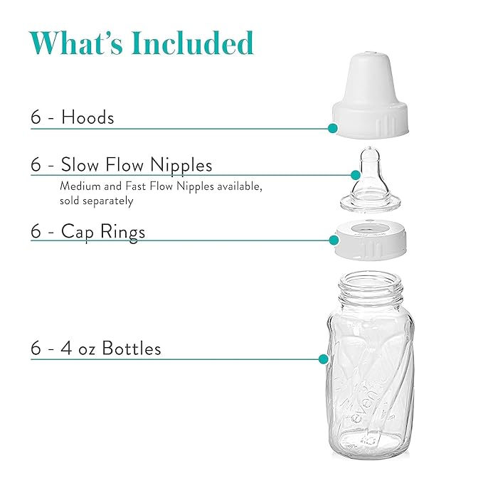 Evenflo Feeding Classic Glass, Twist Bottles, 4 Oz, 6 Bottles. (Pack of 3)