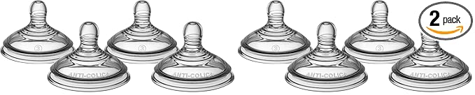 Tommee Tippee Advanced Anti-Colic Baby Bottle Nipples, Breast-Like for A Natural Latch, Soft Silicone, Fast Flow, 6+ Months, Pack of 8
