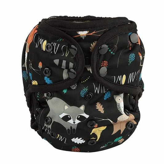One Size Cloth Diaper Cover Snap With Double Gusset (Raccoon), One Fit All
