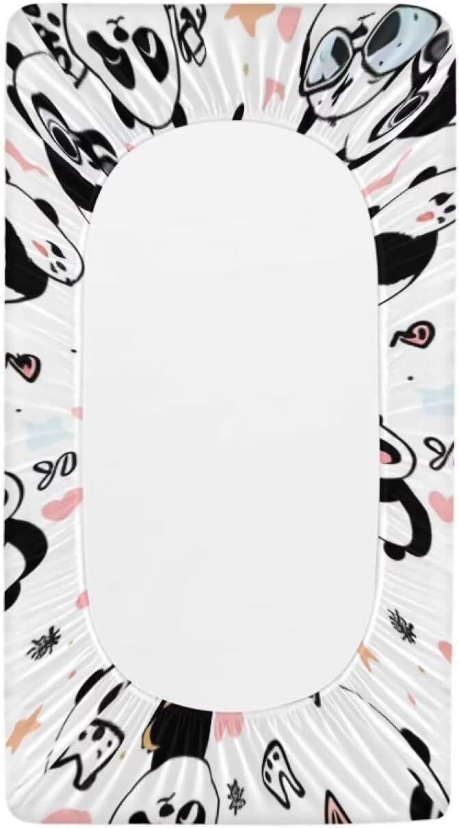 Changing Pad Covers for Boys Girls, Heart Panda Diaper Changing Table Pad Cover Soft Breathable Changing Mat Cover for 32''x16" Cute Birthday Gifts for Baby
