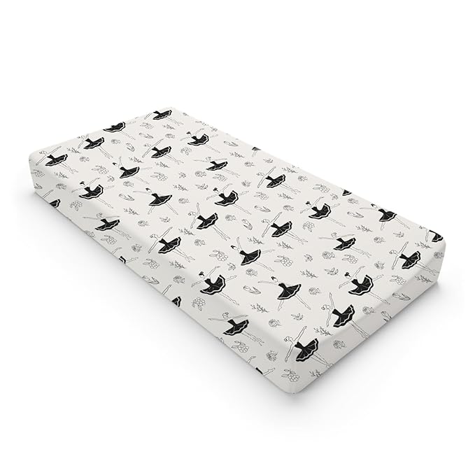Pink Ballet Baby Changing Table Pad Covers for Girls 32''x16'' Ballerinas Dancing Fitted Diaper Change Table Sheets Dancer Ballet Girls Sports Soft Breathable Nursery Baby Changing Table Mats Black