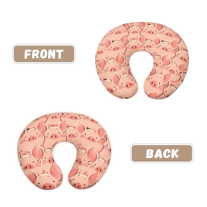 Pink Cartoon Pig Pillowcase for Nursing, Cute Smile Piggy Soft Breastfeeding Nursing Pillows Cover, Modern Farm Animal Stretchy Feeding Pillow Case for Baby Girl and Boys