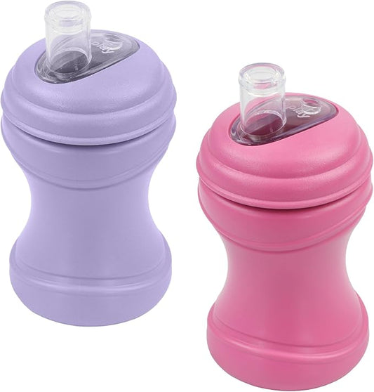 Re-Play 8oz Pack of 2 Transition Sippy Cups for Baby Toddler, Medical Grade Silicone Soft Spout & Travel Lid, Easy to Hold Hourglass Shape, Made in USA from Recycled Milk Jugs - Princess