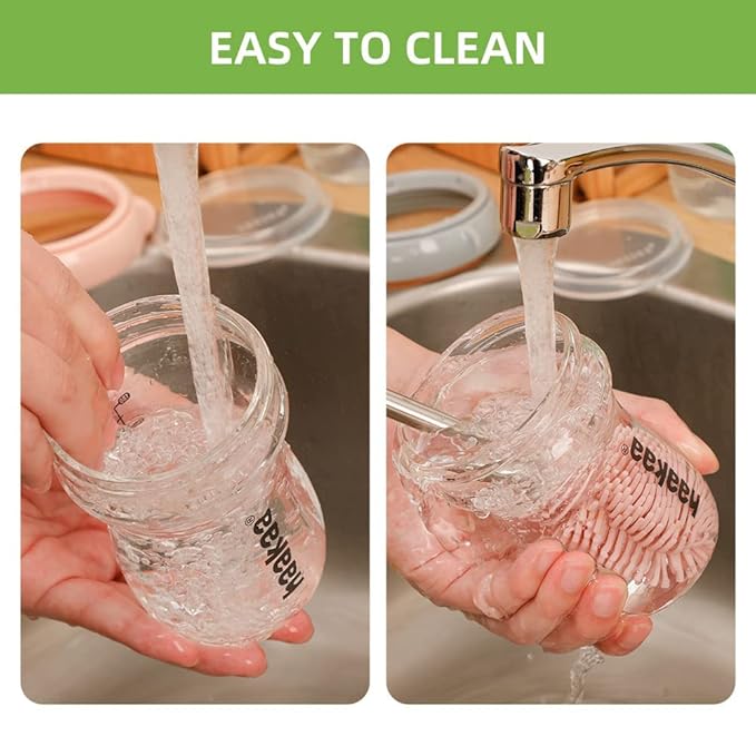 haakaa Glass Baby Food Storage Jar- Food Storage Container Airtight Lid-Wide Neck Gen.3 Baby Bottle -Leakproof BPA-Free 0m+ Newborn Baby - BPA-Free (Grey, 6.3oz/180ml, 1 pc)