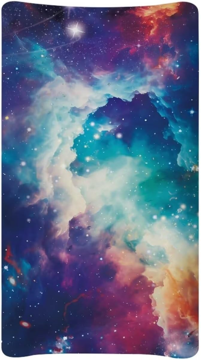 Rainbow Cloud Galaxy Changing Pad Covers, Stain Resistant Baby Diaper Change Table Covers Soft Change Sheet for Newborn Baby Boys Girls Machine Washable
