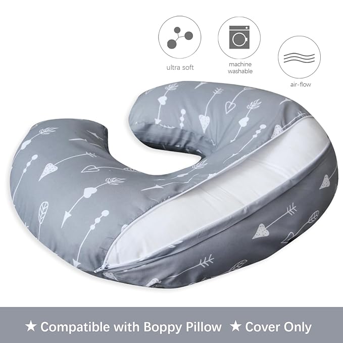 Biloban Nursing Pillow Cover 2 Pack for Breastfeeding Pillow, Ultra Soft and Cozy Nursing Slipcovers, Snug Fits Boppy Pillow, Perfect Choice for Mom