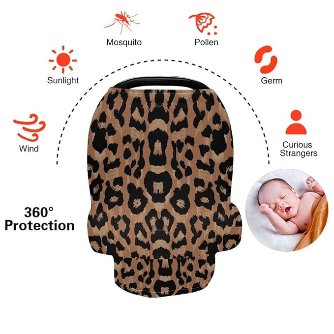 Breastfeeding Nursing Cover Baby Car Seat Canopy Cart Cover Cheeteh Leopard Print Blanket Stroller Poncho Cover