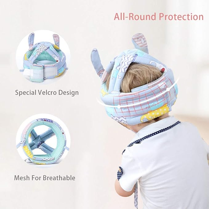 Cute Baby Safety Anti-Bump Walking Helmet, Infant Toddler Anti-Collision Head Cushion Soft Breathable, Kids Anti-Fall Protective Harnesses Cap for Crawling, Walking and Playing (Pink Castle)