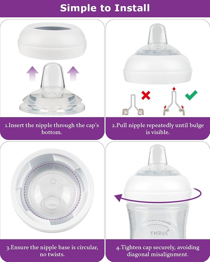 Sippy Spout Nipples for Philips Avent Natural Baby Bottles, My Grippy Spout Sippy Cup and Natural Trainer Sippy Cup,Variable Flow, Silicone Conversion Nipple,6+ Months,4 Count